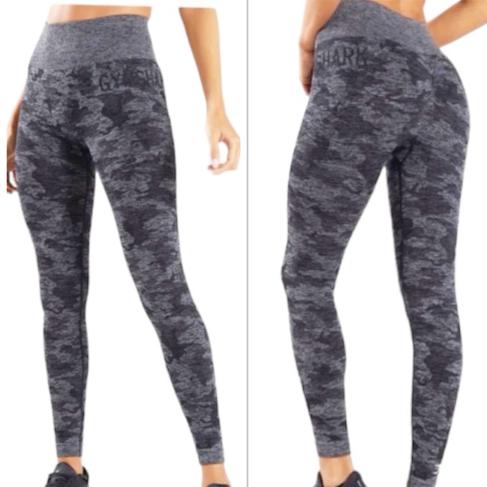 GYMSHARK I Camo Seamless Leggings Size Small Gray Black